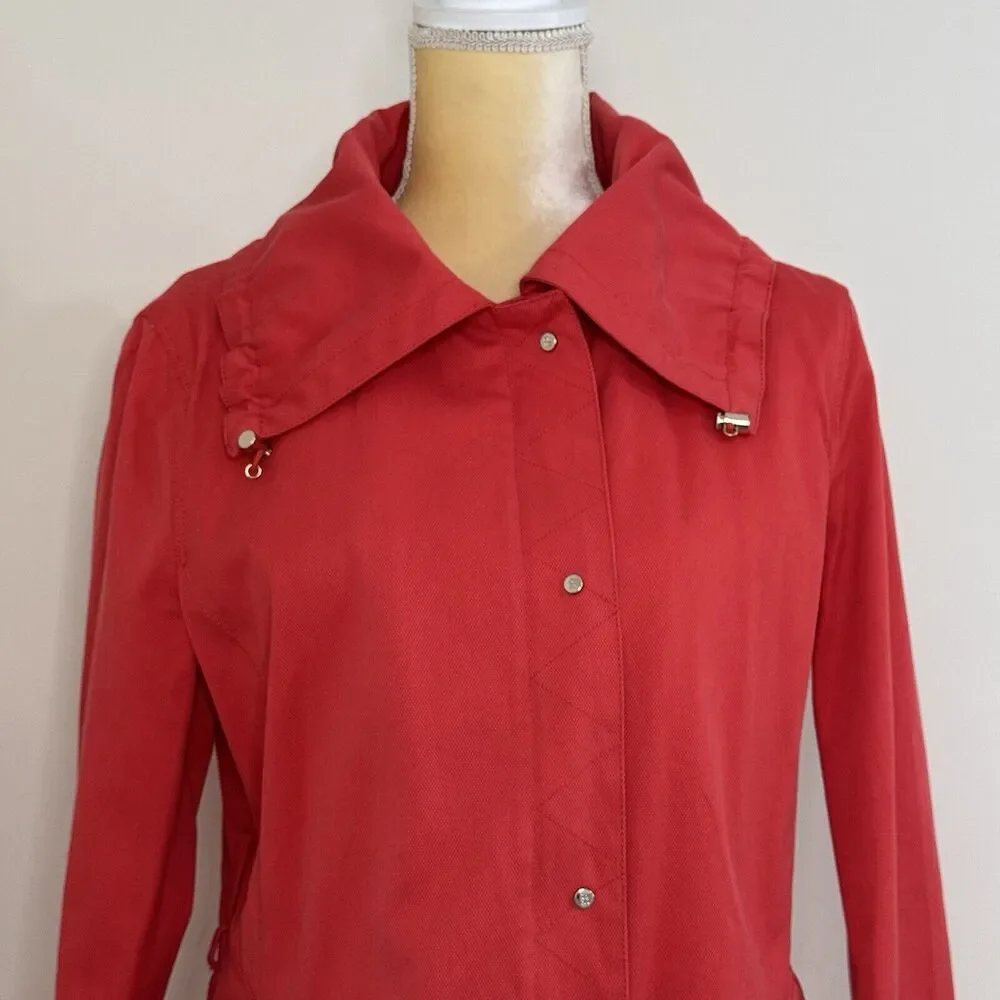 Carolina Herrera Cotton Spring Jacket Size Medium Red Coral Lined - Picture 3 of 15